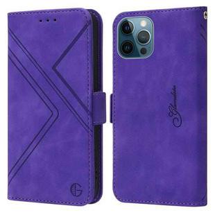 For iPhone 14 Pro RFID Geometric Line Flip Leather Phone Case(Purple)