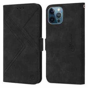 For iPhone 14 Pro RFID Geometric Line Flip Leather Phone Case(Black)