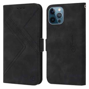 For iPhone 13 Pro  / 12 Pro Max Max RFID Geometric Line Flip Leather Phone Case(Black)