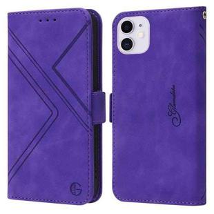 For iPhone 11 RFID Geometric Line Flip Leather Phone Case (Purple)