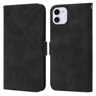 For iPhone 11 RFID Geometric Line Flip Leather Phone Case (Black)