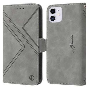 For iPhone 11 RFID Geometric Line Flip Leather Phone Case (Grey)