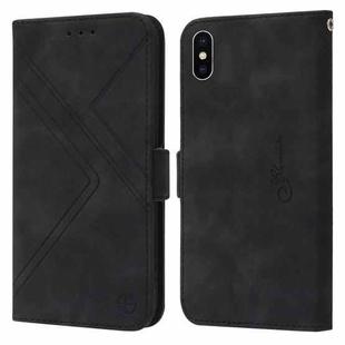 For iPhone X / XS RFID Geometric Line Flip Leather Phone Case(Black)