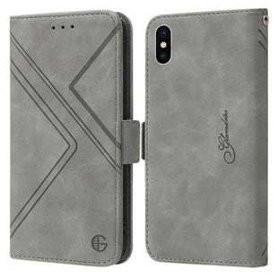 For iPhone X / XS RFID Geometric Line Flip Leather Phone Case(Grey)