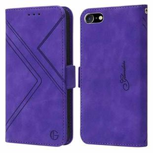 For iPhone SE 2022 / SE 2020 / 8 / 7 RFID Geometric Line Flip Leather Phone Case(Purple)