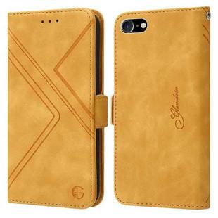 For iPhone SE 2022 / SE 2020 / 8 / 7 RFID Geometric Line Flip Leather Phone Case(Yellow)