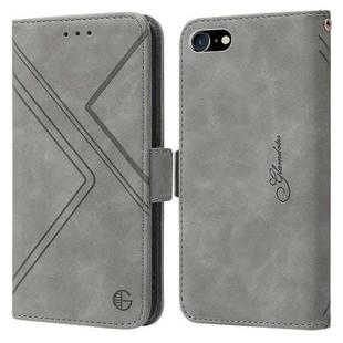 For iPhone SE 2022 / SE 2020 / 8 / 7 RFID Geometric Line Flip Leather Phone Case(Grey)