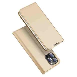 For iPhone 14 Pro Max DUX DUCIS Skin Pro Series Shockproof Horizontal Flip Leather Phone Case (Gold)