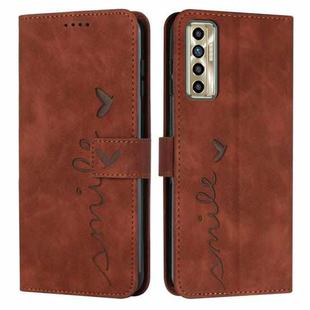 For Tecno Camon 17 Pro/Camon 17P Skin Feel Heart Pattern Leather Phone Case(Brown)
