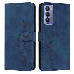 For Tecno Camon 18 Skin Feel Heart Pattern Leather Phone Case(Blue)