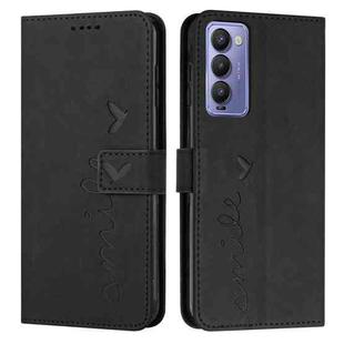 For Tecno Camon 18 Skin Feel Heart Pattern Leather Phone Case(Black)