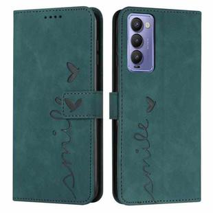 For Tecno Camon 18 Skin Feel Heart Pattern Leather Phone Case(Green)