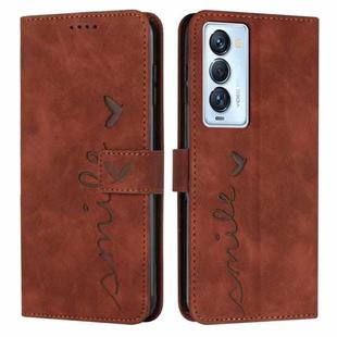 For Tecno Camon 18 Premier Skin Feel Heart Pattern Leather Phone Case(Brown)