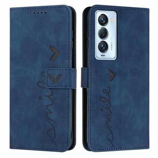 For Tecno Camon 18 Premier Skin Feel Heart Pattern Leather Phone Case(Blue)