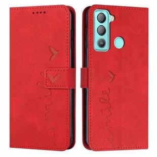 For Tecno POP 5 LTE Skin Feel Heart Pattern Leather Phone Case(Red)