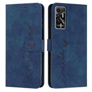 For Tecno Pova 2 Skin Feel Heart Pattern Leather Phone Case(Blue)
