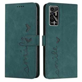 For Tecno Pova 2 Skin Feel Heart Pattern Leather Phone Case(Green)