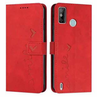 For Tecno Spark 6 Go/Spark Go 2020 Skin Feel Heart Pattern Leather Phone Case(Red)