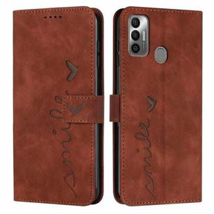 For Tecno Spark 7T/Spark 7 Skin Feel Heart Pattern Leather Phone Case(Brown)