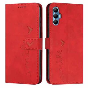 For Tecno Spark 8 Pro Skin Feel Heart Pattern Leather Phone Case(Red)