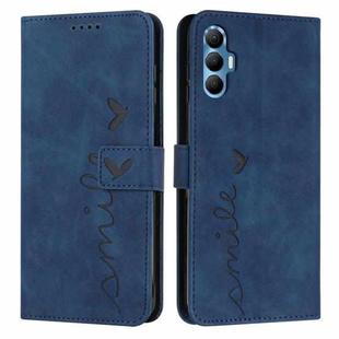 For Tecno Spark 8 Pro Skin Feel Heart Pattern Leather Phone Case(Blue)