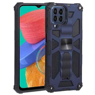 For Samsung Galaxy M33 Shockproof TPU + PC Magnetic Phone Case with Holder(Blue)