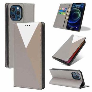 3-Splicing Flip Microfiber Leather Phone Case For iPhone 13(Grey)