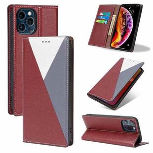 3-Splicing Flip Microfiber Leather Phone Case For iPhone 13 Pro(Red Blue)