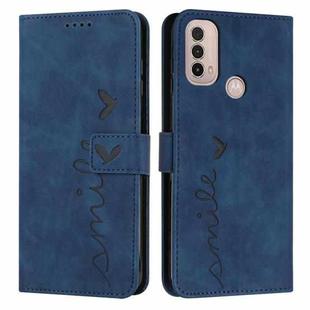 For Motorola Moto E20/E30/E40 Skin Feel Heart Pattern Leather Phone Case(Blue)