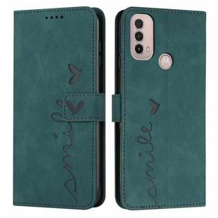 For Motorola Moto E20/E30/E40 Skin Feel Heart Pattern Leather Phone Case(Green)