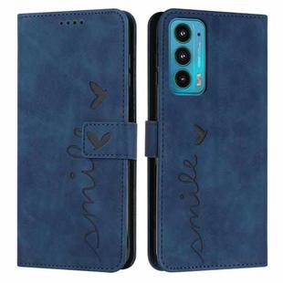 For Motorola Edge 20 Skin Feel Heart Pattern Leather Phone Case(Blue)