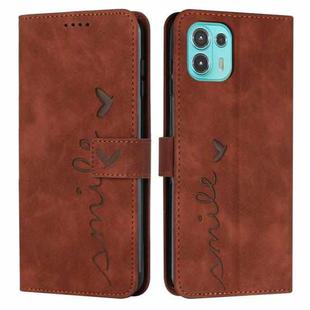 For Motorola Edge 20 Lite Skin Feel Heart Pattern Leather Phone Case(Brown)