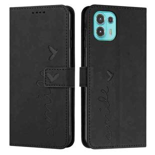 For Motorola Edge 20 Lite Skin Feel Heart Pattern Leather Phone Case(Black)