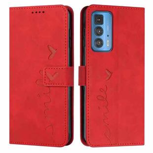 For Motorola Edge 20 Pro Skin Feel Heart Pattern Leather Phone Case(Red)