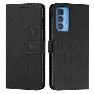 For Motorola Edge 20 Pro Skin Feel Heart Pattern Leather Phone Case(Black)