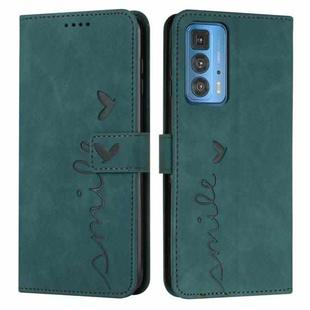 For Motorola Edge 20 Pro Skin Feel Heart Pattern Leather Phone Case(Green)