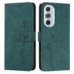 For Motorola Edge X30 Skin Feel Heart Pattern Leather Phone Case(Green)