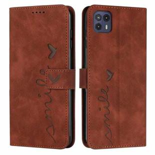 For Motorola Moto G50 5G Skin Feel Heart Pattern Leather Phone Case(Brown)