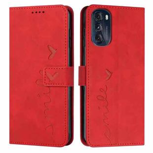 For Motorola Moto G 2022 5G Skin Feel Heart Pattern Leather Phone Case(Red)