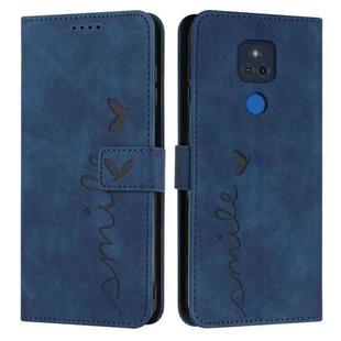 For Motorola Moto G Play 2021 Skin Feel Heart Pattern Leather Phone Case(Blue)