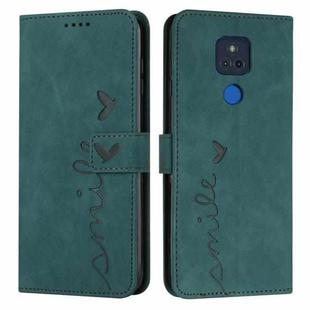 For Motorola Moto G Play 2021 Skin Feel Heart Pattern Leather Phone Case(Green)