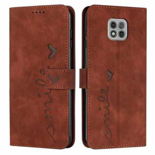 For Motorola Moto G Power 2021 Skin Feel Heart Pattern Leather Phone Case(Brown)