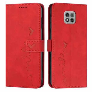 For Motorola Moto G Power 2021 Skin Feel Heart Pattern Leather Phone Case(Red)