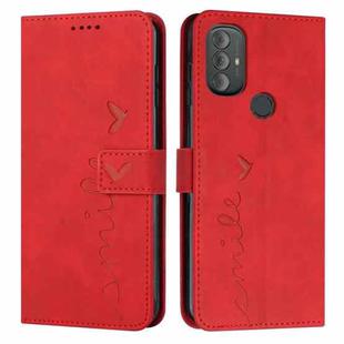 For Motorola Moto G Power 2022 Skin Feel Heart Pattern Leather Phone Case(Red)