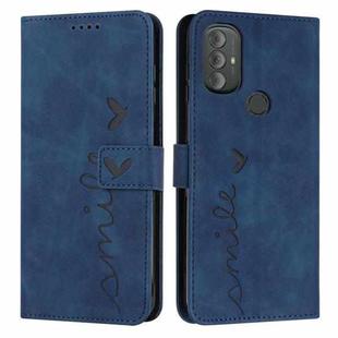 For Motorola Moto G Power 2022 Skin Feel Heart Pattern Leather Phone Case(Blue)