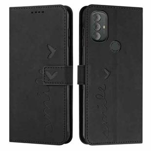 For Motorola Moto G Power 2022 Skin Feel Heart Pattern Leather Phone Case(Black)