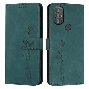 For Motorola Moto G Power 2022 Skin Feel Heart Pattern Leather Phone Case(Green)