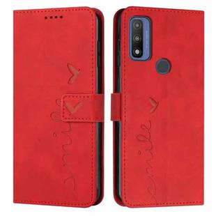 For Motorola G Pure Skin Feel Heart Pattern Leather Phone Case(Red)