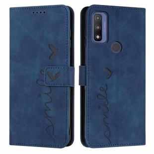 For Motorola G Pure Skin Feel Heart Pattern Leather Phone Case(Blue)