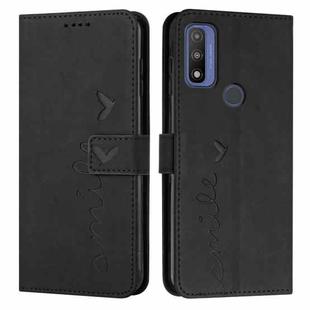For Motorola G Pure Skin Feel Heart Pattern Leather Phone Case(Black)